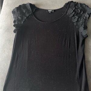 H&M Black Embellished Cap Sleeve Blouse